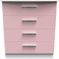 Welcome Furniture Ready Assembled Knightsbridge 4 Drawer Chest In Kobe Pink & White