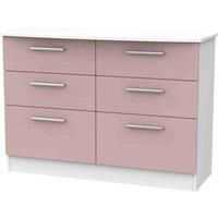 Welcome Furniture Ready Assembled Knightsbridge 6 Drawer Wide Chest In Kobe Pink & White