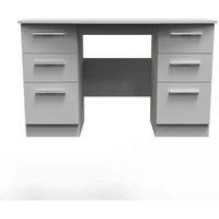 Welcome Furniture Ready Assembled Knightsbridge Double Pedestal Desk In Grey Matt