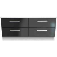 Welcome Furniture Ready Assembled Knightsbridge 4 Drawer Bed Box In Black Gloss & White