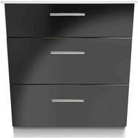 Welcome Furniture Ready Assembled Knightsbridge 3 Drawer Deep Chest In Black Gloss & White