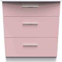 Welcome Furniture Ready Assembled Knightsbridge 3 Drawer Deep Chest In Kobe Pink & White