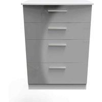Welcome Furniture Ready Assembled Knightsbridge 4 Drawer Deep Chest In Grey Gloss