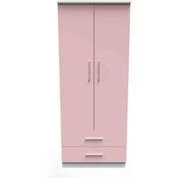 Welcome Furniture Ready Assembled Knightsbridge 2 Door 2 Drawer Wardrobe In Kobe Pink & White
