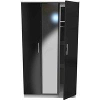 Welcome Furniture Ready Assembled Knightsbridge Triple Mirror Wardrobe In Black Gloss & White