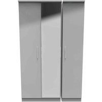 Welcome Furniture Ready Assembled Knightsbridge Triple Mirror Wardrobe In Grey Gloss