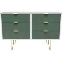 Welcome Furniture Ready Assembled Linear 6 Drawer Chest In Labrador Green & White