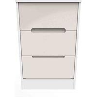 Welcome Furniture Ready Assembled Monaco 3 Drawer Bedside Cabinet In Kashmir Gloss & White