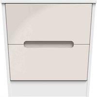 Welcome Furniture Ready Assembled Monaco 2 Drawer Bedside Cabinet In Kashmir Gloss & White