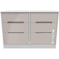 Welcome Furniture Ready Assembled Monaco 6 Drawer Wide Chest In Kashmir Gloss & White