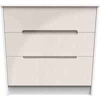 Welcome Furniture Ready Assembled Monaco 3 Drawer Deep Chest In Kashmir Gloss & White