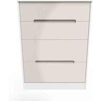 Welcome Furniture Ready Assembled Monaco 4 Drawer Deep Chest In Kashmir Gloss & White