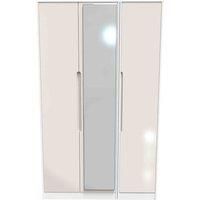 Welcome Furniture Ready Assembled Monaco Tall Triple Mirror Wardrobe In Kashmir Gloss & White
