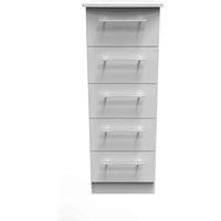 Welcome Furniture Ready Assembled Sherwood 5 Drawer Tallboy In Grey Matt