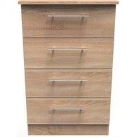 Welcome Furniture Ready Assembled Sherwood 4 Drawer Midi Chest In Bardolino Oak