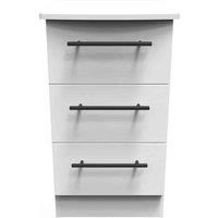 Welcome Furniture Ready Assembled Beverley 3 Drawer Bedside Cabinet In White Ash