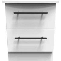 Welcome Furniture Ready Assembled Beverley 2 Drawer Bedside Cabinet In White Ash