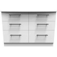 Welcome Furniture Ready Assembled Beverley 6 Drawer Wide Chest In White Ash
