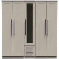 Welcome Furniture Ready Assembled Beverley Tall 5 Door 2 Drawer 1 Mirror Wardrobe In Kashmir Matt