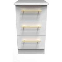 Welcome Furniture Ready Assembled Haworth 3 Drawer Bedside Cabinet In White Ash
