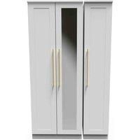 Welcome Furniture Ready Assembled Haworth Tall Triple Mirror Wardrobe In White Ash