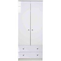 Welcome Furniture Ready Assembled Lumiere 2 Door 2 Drawer Wardrobe With Sensor Lighting With Led Lights In White Gloss