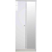 Welcome Furniture Ready Assembled Lumiere 2 Door Mirror Wardrobe With Sensor Lighting With Led Lights In White Gloss