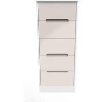 Welcome Furniture Ready Assembled Monaco 5 Drawer Tallboy In Kashmir Gloss & White