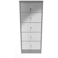 Welcome Furniture Ready Assembled Padstow 5 Drawer Tallboy In Uniform Grey Gloss & Dusk Grey