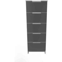 Welcome Furniture Ready Assembled Plymouth 5 Drawer Tallboy In Black Gloss & White