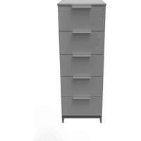 Welcome Furniture Ready Assembled Plymouth 5 Drawer Tallboy In Uniform Grey Gloss & Dusk Grey