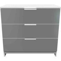 Welcome Furniture Ready Assembled Plymouth 3 Drawer Chest In Black Gloss & White