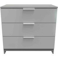 Welcome Furniture Ready Assembled Plymouth 3 Drawer Chest In Uniform Grey Gloss & Dusk Grey