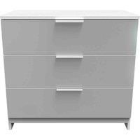 Welcome Furniture Ready Assembled Plymouth 3 Drawer Chest In Uniform Grey Gloss & White