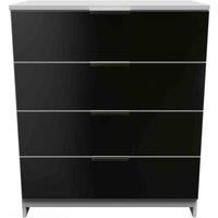 Welcome Furniture Ready Assembled Plymouth 4 Drawer Chest In Black Gloss & White