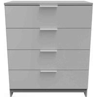 Welcome Furniture Ready Assembled Plymouth 4 Drawer Chest In Uniform Grey Gloss & Dusk Grey