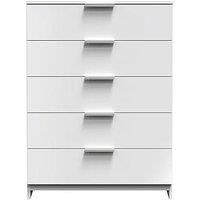Welcome Furniture Ready Assembled Plymouth 5 Drawer Chest In White Gloss