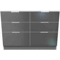 Welcome Furniture Ready Assembled Plymouth 6 Drawer Wide Chest In Black Gloss & White