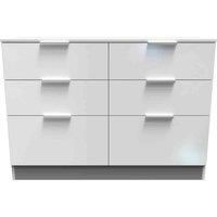 Welcome Furniture Ready Assembled Plymouth 6 Drawer Wide Chest In White Gloss