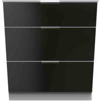 Welcome Furniture Ready Assembled Plymouth 3 Drawer Deep Chest In Black Gloss & White
