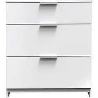 Welcome Furniture Ready Assembled Plymouth 3 Drawer Deep Chest In White Gloss