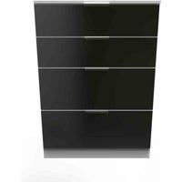 Welcome Furniture Ready Assembled Plymouth 4 Drawer Deep Chest In Black Gloss & White