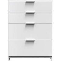 Welcome Furniture Ready Assembled Plymouth 4 Drawer Deep Chest In White Gloss