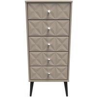 Welcome Furniture Ready Assembled Pixel 5 Drawer Bedside Cabinet In Mushroom Matt