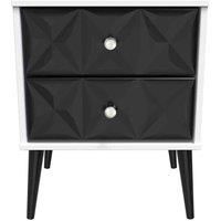Welcome Furniture Ready Assembled Pixel 2 Drawer Bedside Cabinet In Deep Black & White