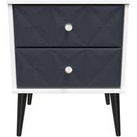 Welcome Furniture Ready Assembled Pixel 2 Drawer Bedside Cabinet In Indigo Matt & White
