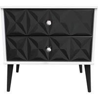 Welcome Furniture Ready Assembled Pixel 2 Drawer Side Table In Deep Black & White
