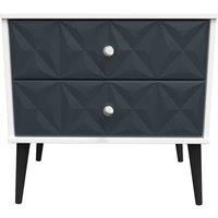 Welcome Furniture Ready Assembled Pixel 2 Drawer Side Table In Indigo Matt & White