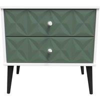Welcome Furniture Ready Assembled Pixel 2 Drawer Midi Chest In Labrador Green & White