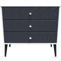 Welcome Furniture Ready Assembled Pixel 3 Drawer Chest In Indigo Matt & White